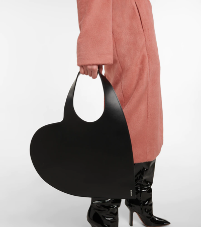 Coperni Heart-shape Leather Tote Bag In Black