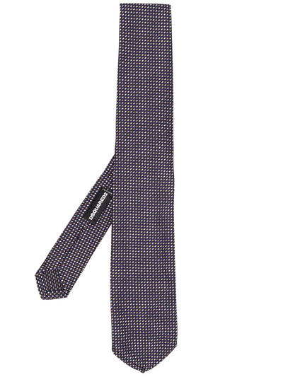 Shop Dsquared2 Patterned Silk Tie In Blue