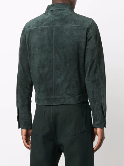Shop Ami Alexandre Mattiussi Suede Buttoned Shirt Jacket In Green