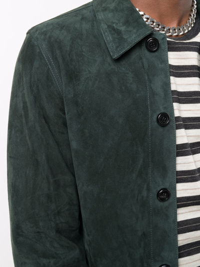Shop Ami Alexandre Mattiussi Suede Buttoned Shirt Jacket In Green