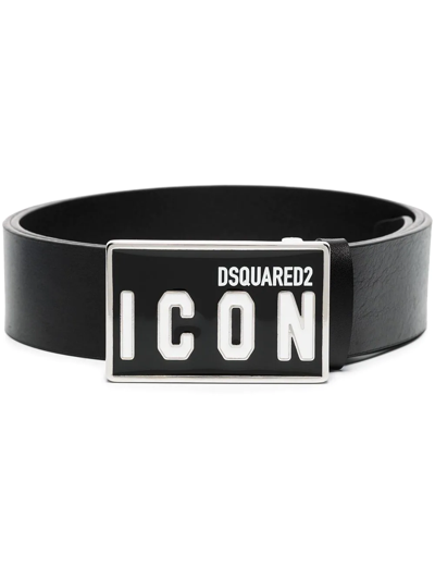 Shop Dsquared2 Icon Leather Belt In Black