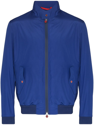 Shop Kiton Harrington Zipped Jacket In Blue
