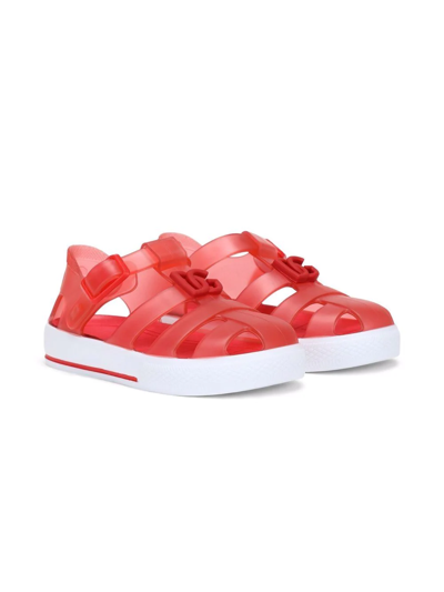 Shop Dolce & Gabbana Dg-logo Jelly Shoes In Red