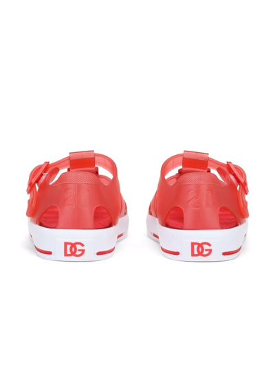 Shop Dolce & Gabbana Dg-logo Jelly Shoes In Red