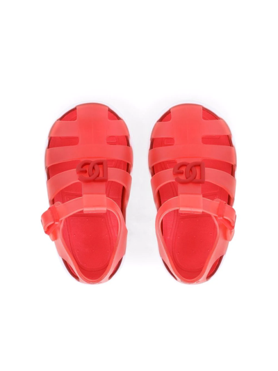 Shop Dolce & Gabbana Dg-logo Jelly Shoes In Red