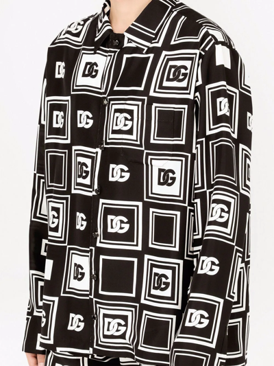 Dolce & Gabbana G5IX8T IS1O7 DG ALL-OVER LOGO-PRINT SILK Shirt Black