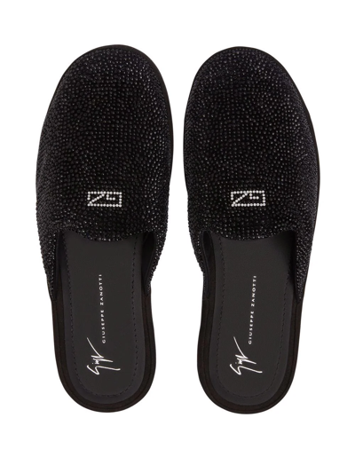 Giuseppe Zanotti Junge Fever Crystal-embellished Slippers In Black