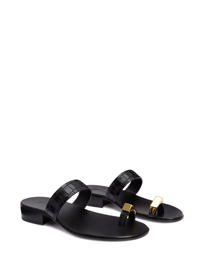 Shop Giuseppe Zanotti Bardack Crocodile-effect Sandals In Black