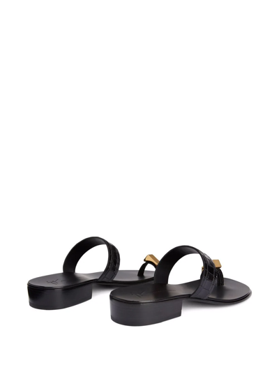 Shop Giuseppe Zanotti Bardack Crocodile-effect Sandals In Black