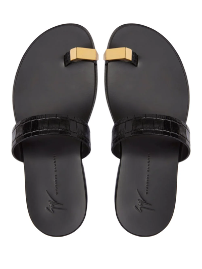 Shop Giuseppe Zanotti Bardack Crocodile-effect Sandals In Black