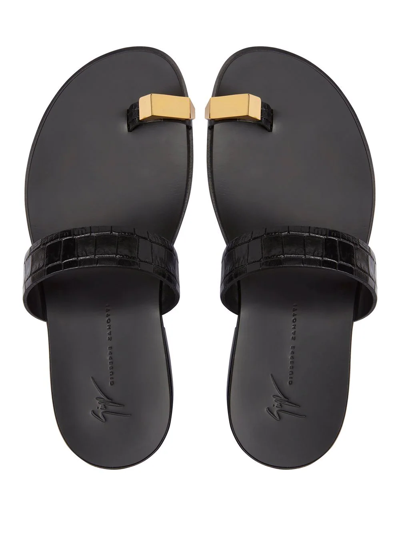 Giuseppe Zanotti Black Leather Dynamo Bardack Sandals In Black