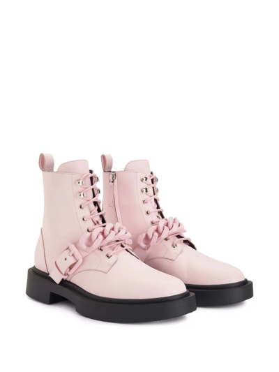 Shop Giuseppe Zanotti Adric Chain-trim Ankle Boots In Pink