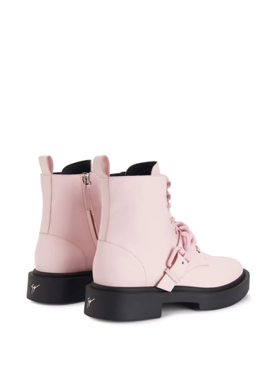 Shop Giuseppe Zanotti Adric Chain-trim Ankle Boots In Pink