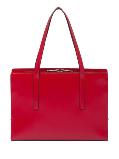 Shop Prada Large Re-edition 1995 Leather Handbag In Red