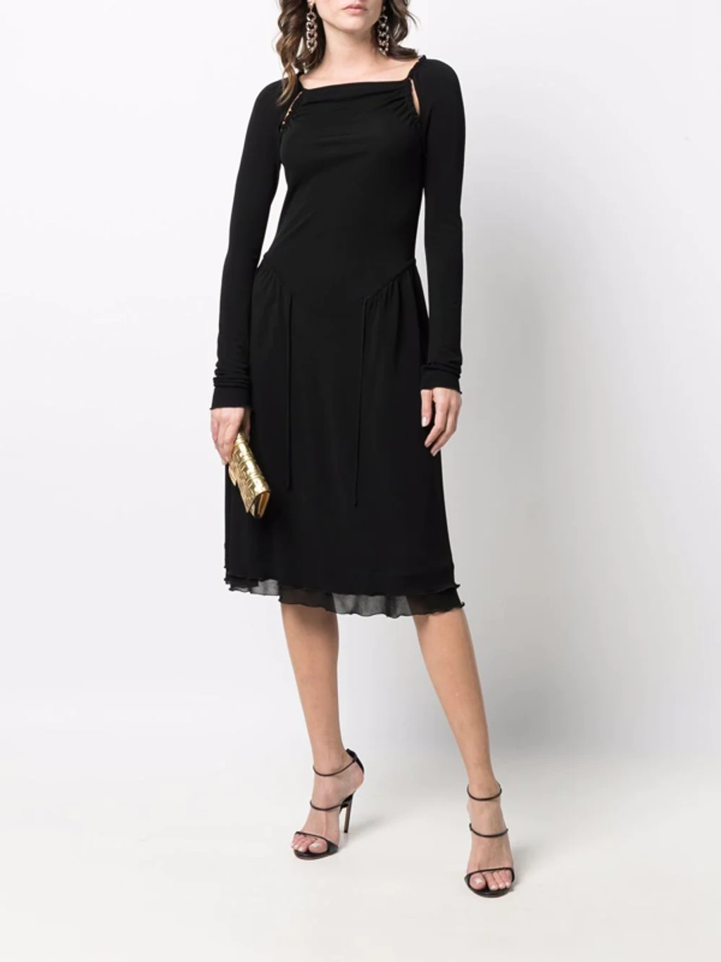 Ferragamo Cut-out Detailed Midi Dress In Black | ModeSens