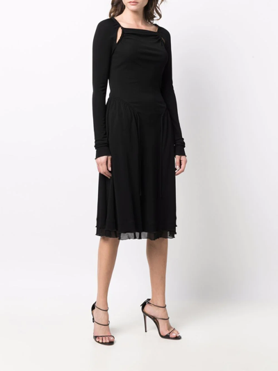 Ferragamo Cut-out Detailed Midi Dress In Black