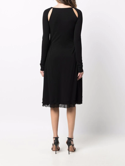 Ferragamo Cut-out Detailed Midi Dress In Black