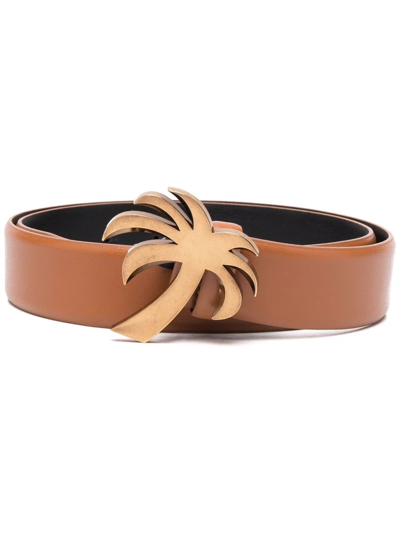 Shop Palm Angels Palm-buckle Belt In Brown