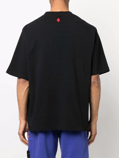 Shop Marcelo Burlon County Of Milan Feather-print Mock Neck T-shirt In Black