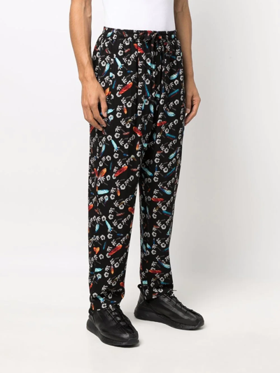 Shop Marcelo Burlon County Of Milan Graphic-print Pleated Track Pants In Black
