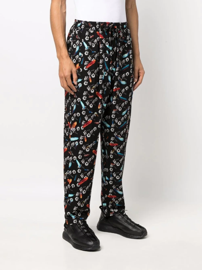 Marcelo Burlon County Of Milan Graphic-print Pleated Track Pants In Black