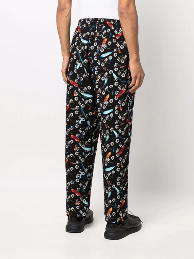 Shop Marcelo Burlon County Of Milan Graphic-print Pleated Track Pants In Black