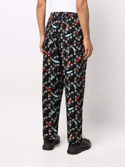 Marcelo Burlon County Of Milan Graphic-print Pleated Track Pants In Black
