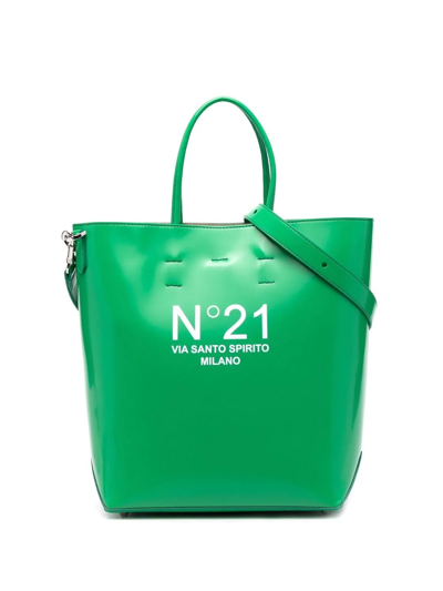 Shop N°21 Medium Logo-print Tote Bag In Green
