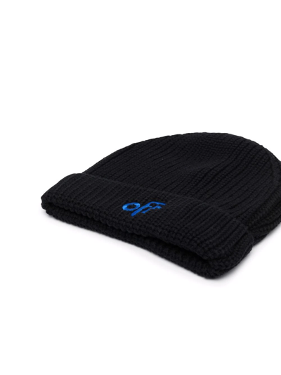 Shop Off-white Embroidered-logo Beanie In Black