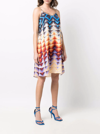 Shop Rabanne Geometric-print Dress In Blue