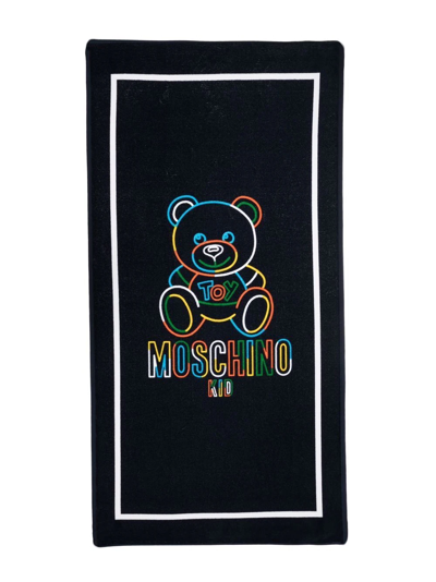 Shop Moschino Teddy Bear Motif Towel In Blue