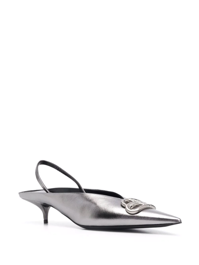 Shop Balenciaga Knife Pointed Mules In Silver