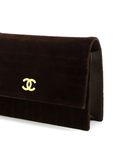 Pre-owned Chanel 1990 Mademoiselle-quilt Clutch Bag In Brown
