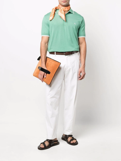 Shop Etro Embroidered-logo Cotton Polo Shirt In Green