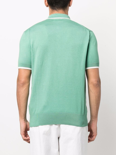 Shop Etro Embroidered-logo Cotton Polo Shirt In Green