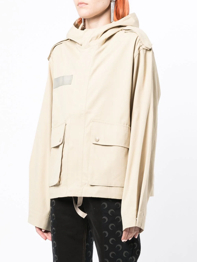 Shop Izzue Hooded Military-style Jacket In Brown