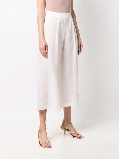 Ermanno Scervino White Cropped Wide-leg Trousers In White
