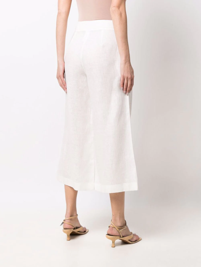 Ermanno Scervino White Cropped Wide-leg Trousers In White