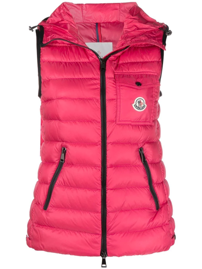 Moncler Glyco Padded Sleeveless Gilet In Pink