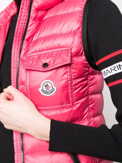 Shop Moncler Glyco Padded Sleeveless Gilet In Pink