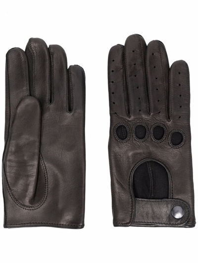Shop Manokhi Full-finger Leather Gloves In Black