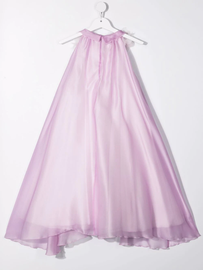 Shop La Stupenderia Teen Floral-appliqué Flared Dress In Purple