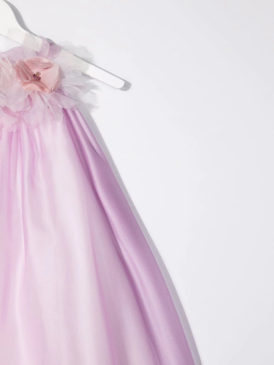 Shop La Stupenderia Teen Floral-appliqué Flared Dress In Purple