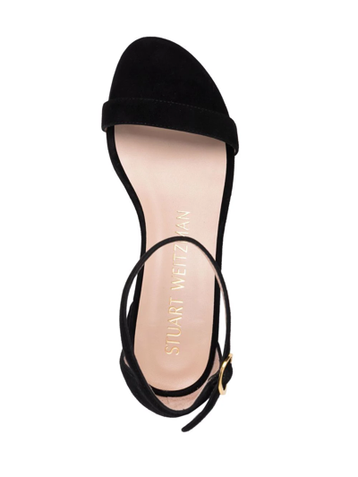 Shop Stuart Weitzman Nudist June Leather Sandals In Black