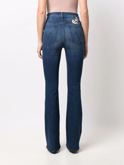 Shop Mother High-waist Flared Jeans In Blue