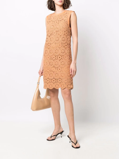 Shop Rodebjer Tulip Crochetd-design Dress In Neutrals