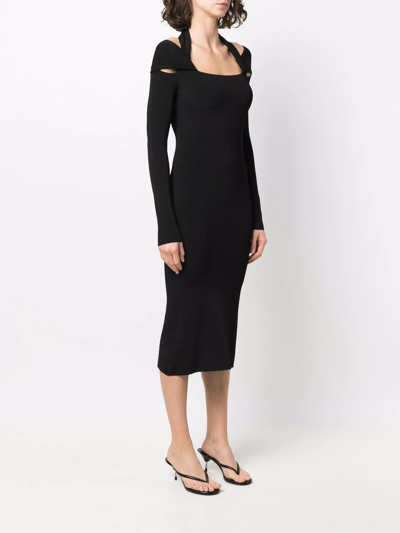 Shop Coperni Cut-out Ribbed-knit Dress In Black