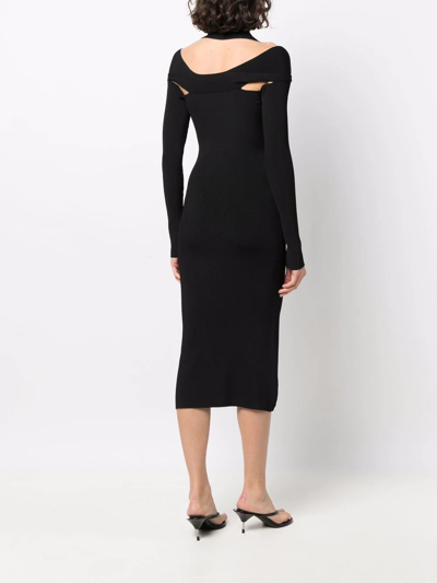 Shop Coperni Cut-out Ribbed-knit Dress In Black