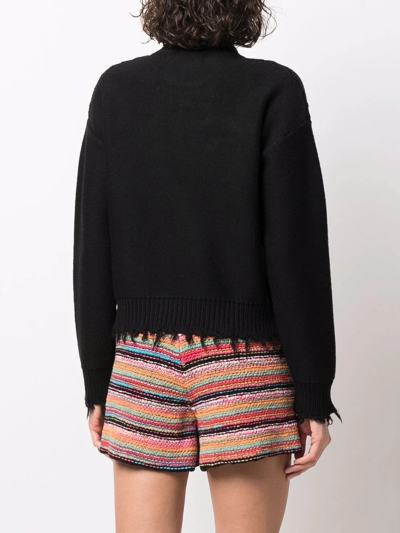 Shop Alanui Lips Intarsia-knit Jumper In Black