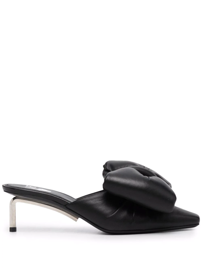 Shop Off-white Allen Padded-bow Leather High-heel Mules In Black